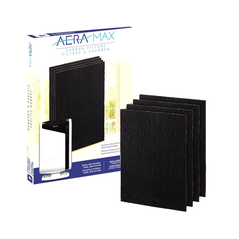 Fellowes Carbon Filters for AeraMax Air Purifiers - 4 Pack (9324201),Black, 16.1" x 12.4" x 0.2" - Image 1